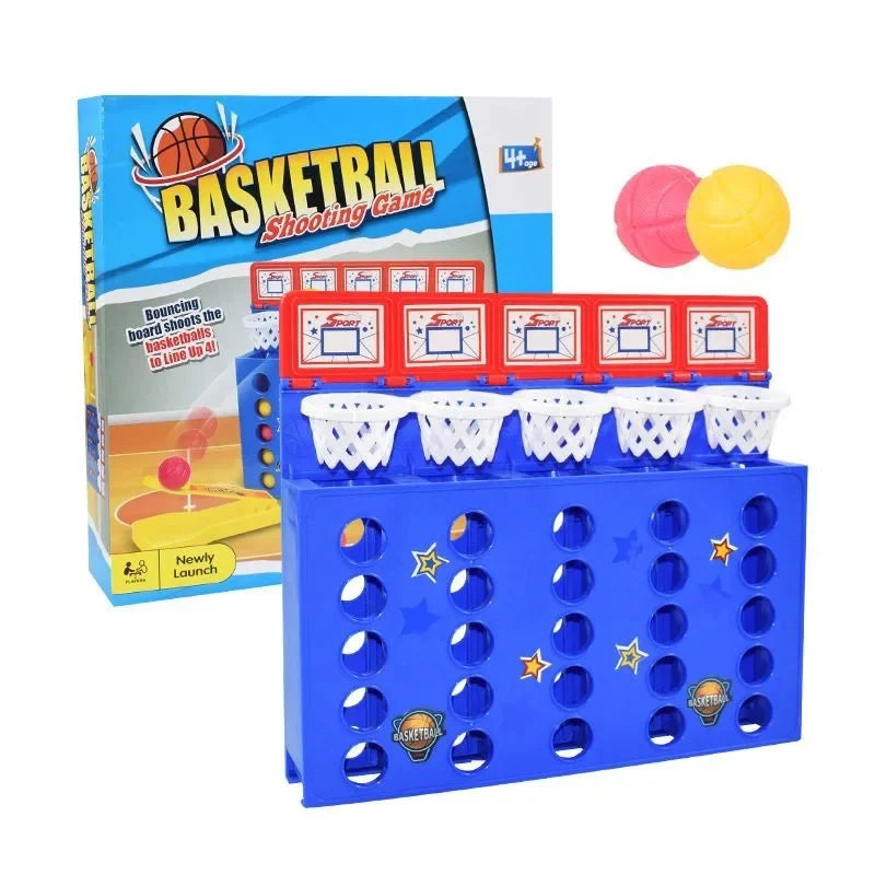 Basketball Shooting Board Game Bouncing Ball Shot Connect 4 Balls to Win Table Game Family Parent Child Interactive Game