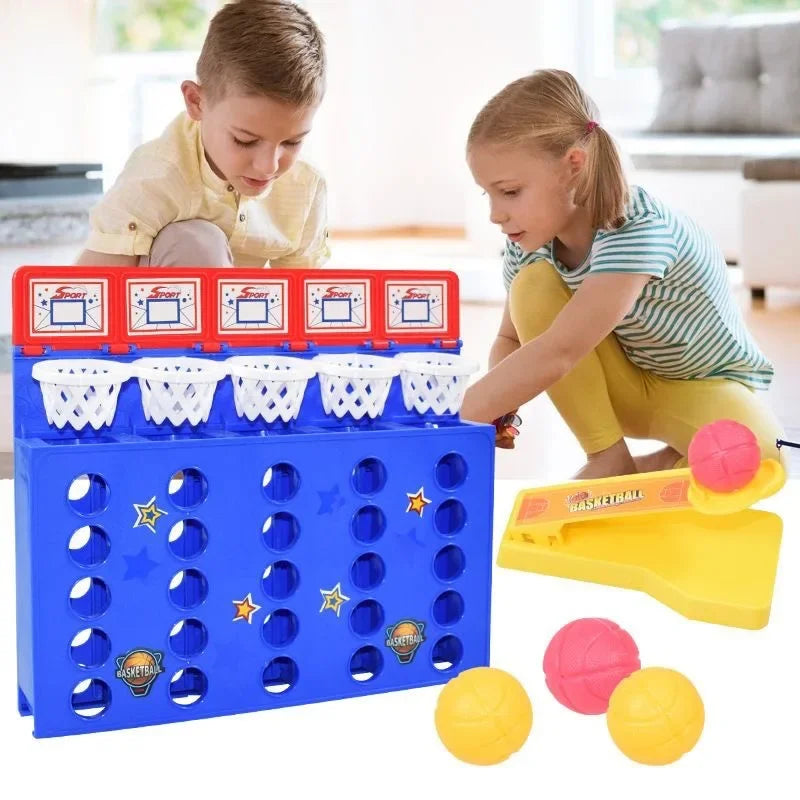 Basketball Shooting Board Game Bouncing Ball Shot Connect 4 Balls to Win Table Game Family Parent Child Interactive Game