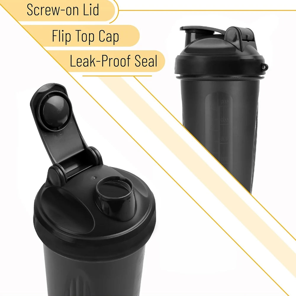 600ml Shaker Bottle 20oz Protein Shaker Plastic Bottle Portable Fitness Bottle for Fitness Enthusiasts Athletes