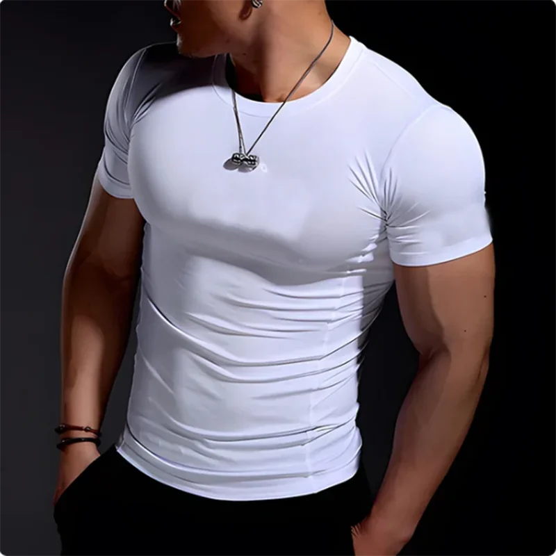 Compression T Shirt Men Summer Sportswear Running T-shirt Elastic Quick Dry Sport Tops Tee Athletic Gym Workout Shirts Men