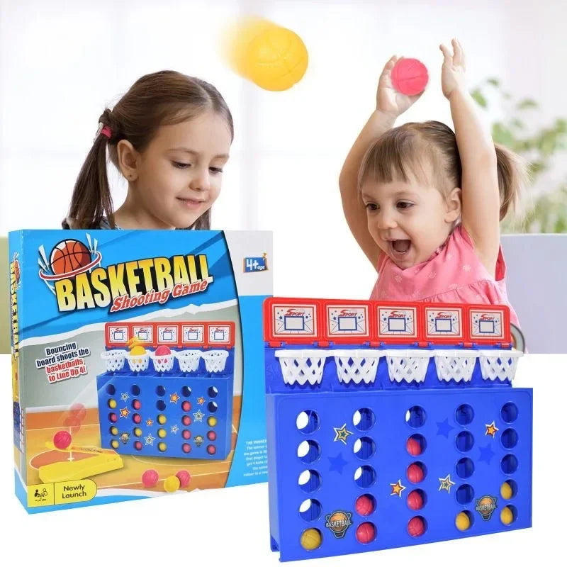 Basketball Shooting Board Game Bouncing Ball Shot Connect 4 Balls to Win Table Game Family Parent Child Interactive Game